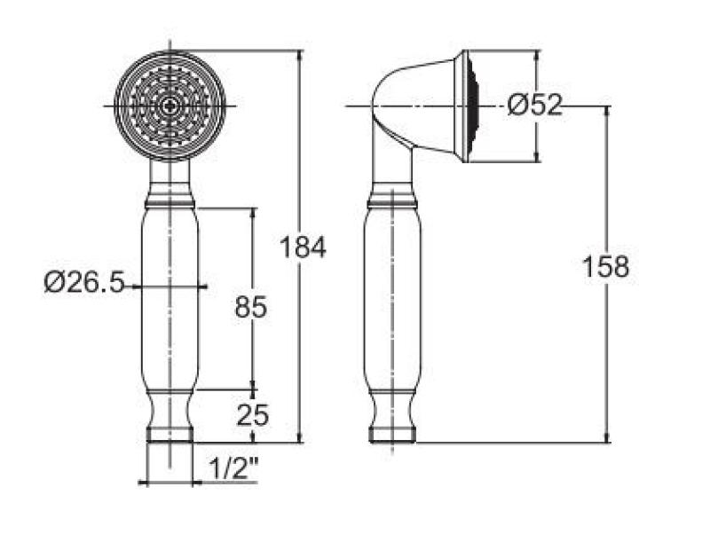 PB класически душ с бяла дръжка хром 1208916142