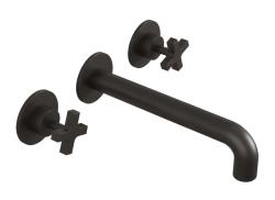 Waterevolution Cruz 3-дупков монтажен кран за умивалник в матово черно 19cm изход 1208916572