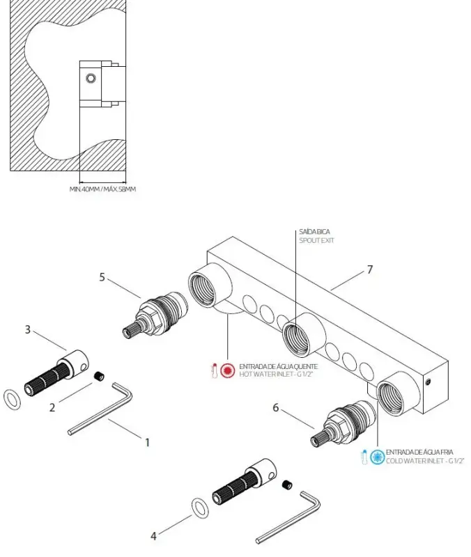 Waterevolution Cruz 3-дупков монтажен кран за умивалник в матово черно 19cm изход 1208916572