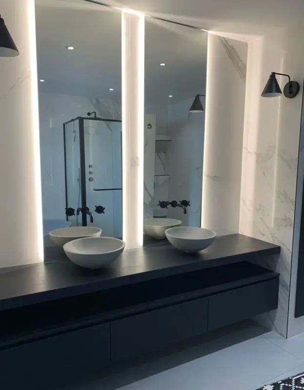 Водна революция Cruz 3-дупков вграден смесител за умивалник с излив 15см, матово черен 1208916582