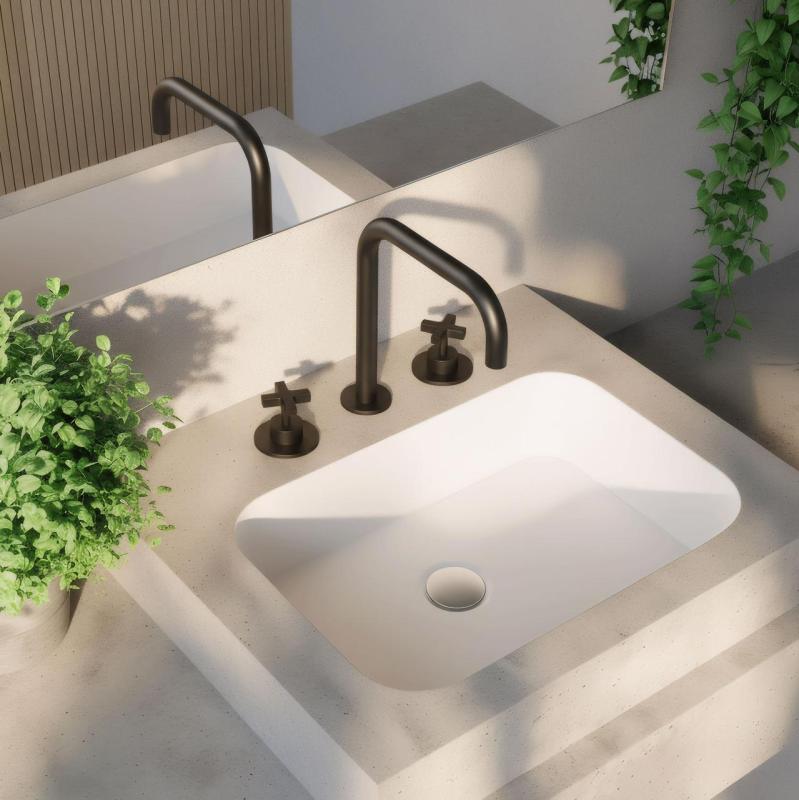 Водна революция Cruz 3-дупков смесител за умивалник матово черен 1208916602