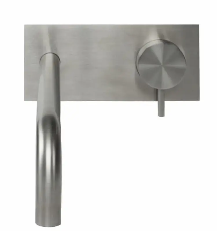 Waterevolution Flow вграден смесител за умивалник с покривна пластина, изцяло от неръждаема стомана, с излив 25 cm T1161BIE-25