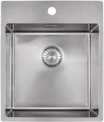Caressi Basic Line Иноксова мивка 40x40 с отвор за смесител, плосък монтаж CABLPP40KR10 1208920510