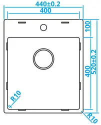 Caressi Basic Line Иноксова мивка 40x40 с отвор за смесител, плосък монтаж CABLPP40KR10 1208920510