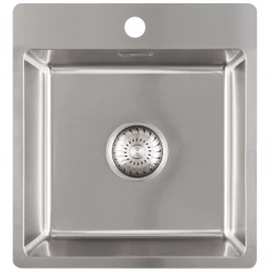 Caressi Basic Line Иноксова мивка 41x45 с отвор за смесител, монтаж под, над и на нивото на плота CABL37KR15 1208920570
