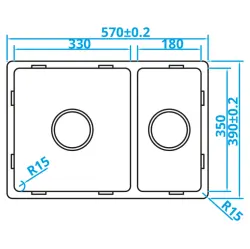 Caressi Basic Line Иноксова мивка 39x57 монтаж под, над и на нивото на плота CABL3318R15 1208920571