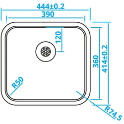 Caressi Basic Line Иноксова мивка 44.4x41.4, монтаж под, над и на нивото на плота CABLPP39R50 1208920574