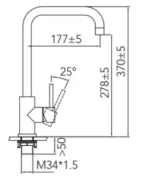 Caressi Basic Line Смесител за кухня с една ръкохватка, хром CABL004CH 1208920579