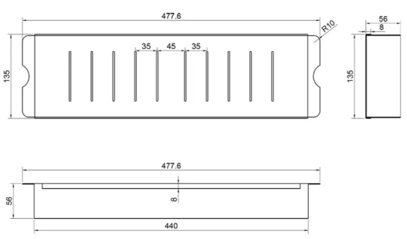 Caressi CACSD46 44cm Съд за остатъци от неръждаема стомана и черно 1208920600