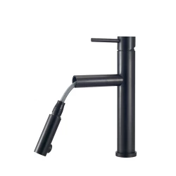CARESSI Black Line Кухненски смесител с една ръкохватка и издърпващ се чучур от неръждаема стомана в черно CA116BK U ECO 1208920652