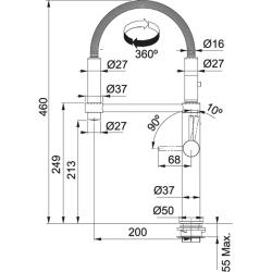 Franke Pescara Semi Pro 360 Кухненски смесител с гъвкав чучур, черен 115.0545.136
