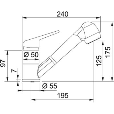Franke Delta Novara Plus Кухненски смесител с издърпващ се душ, хром 115.0347.111