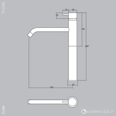 Waterevolution Flow смесител за умивалник за умивалници PVD gun metal T115GME