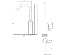 Waterrevolution Flow висок модел смесител за умивалник PVD пистолет метал T1121FUGME