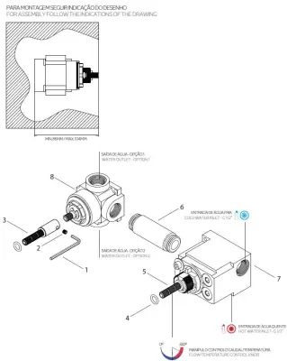 Waterevolution Flow вграден душ термостат с 1 спирателен кран, изцяло от неръждаема стомана 1208920974