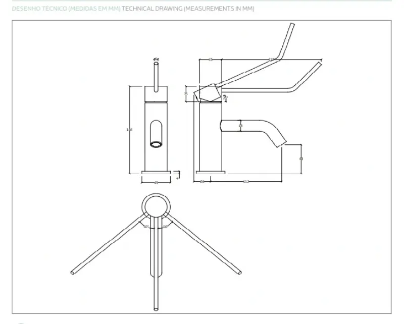 Waterevolution Flow смесител за мивка PVD светло злато T111WGE