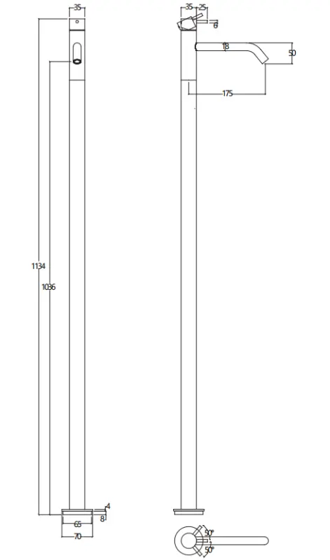 Waterevolution Flow самостоятелен смесител за умивалник от неръждаема стомана T113IE