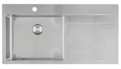Caressi Иноксова мивка с отцедник вдясно CAPP50ABL B100xL52 за плосък монтаж, отгоре и отдолу 1208921299