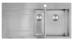 Caressi Иноксова 1,5 мивка с отцедник вляво CAPP1534ABR B101xL52 за плосък монтаж, отгоре и отдолу 1208921301