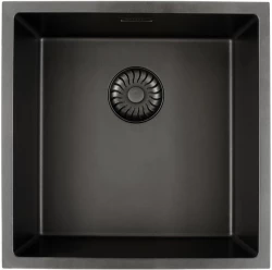 Caressi Black Line Черна кварцова мивка 40cm монтаж отгоре или отдолу CAGRPP40BK-TU с черна цедка 1208921310