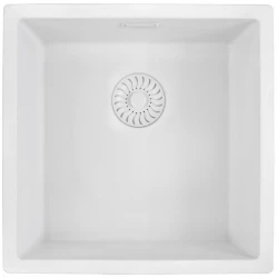 Caressi White Line Бялa кварцова мивка 40cm плосък монтаж CAGRPP40WH-FL 1208921336