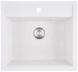 Caressi White Line Бяла кварцова мивка с отвор за смесител 50cm монтаж отгоре CAGR50KRWH-TU 1208921344