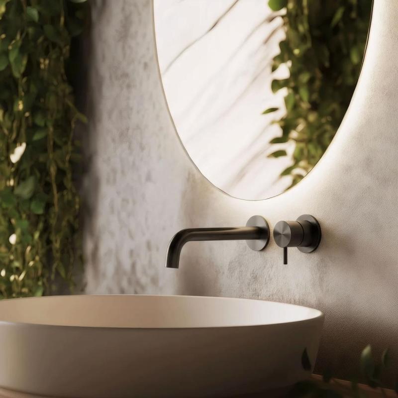 Waterevolution Flow Вграден смесител за умивалник PVD Gun Metal с излив 15 cm T116BME-15