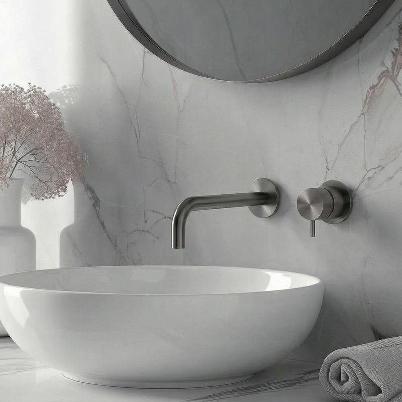 Waterevolution Flow Вграден смесител за умивалник PVD Gun Metal с излив 21 cm T116BGME-21