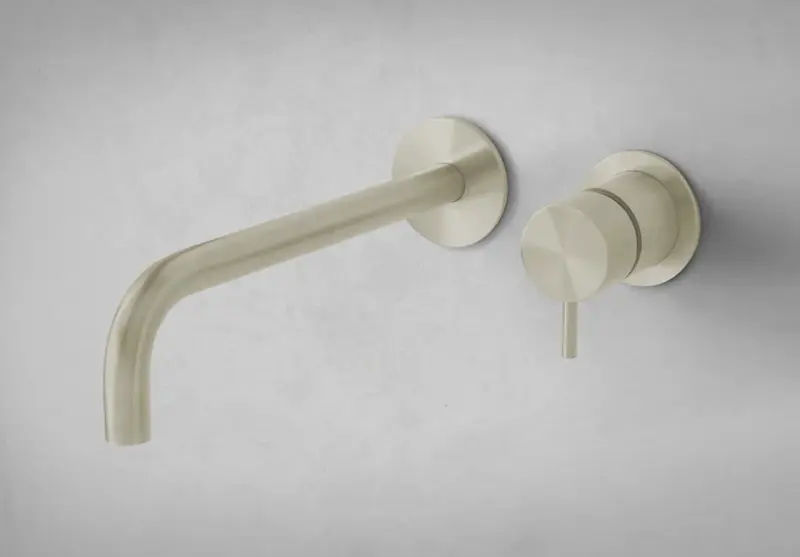 Waterevolution Flow Вграден смесител за умивалник PVD бяло злато с излив 15 cm T116BWGE-15