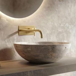 Waterevolution Flow вграден смесител за умивалник с покривна пластина от матиран месинг с излив 21 cm T1161LE-21