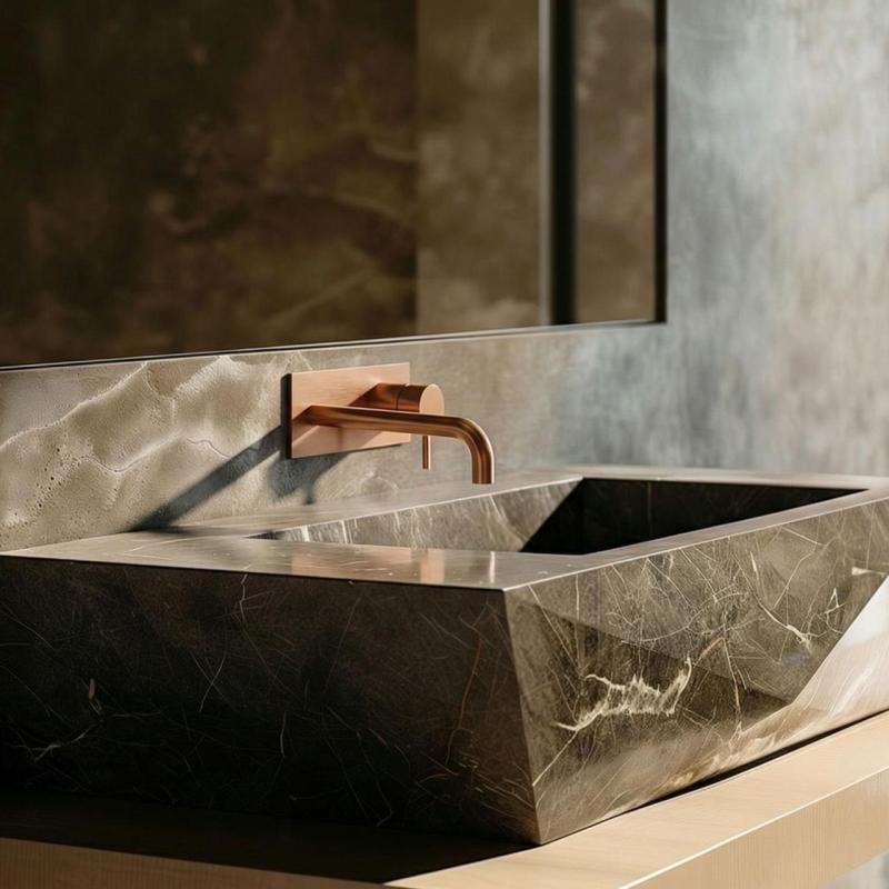 Вграден смесител за мивка Waterevolution Flow с покритие PVD от четкан мед с изпускател 15см T1161CPE-15