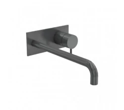 Вграден смесител за умивалник Waterrevolution Flow с покритие PVD Gun Metal и изпускател 15cm T1161GME-15