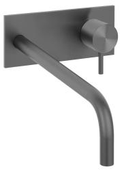 Waterevolution Flow вграден смесител за умивалник с покривна пластина PVD Gun Metal с излив 21 cm T1161GME-21