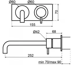 Вграден смесител за мивка от Waterrevolution Flow с покритие PVD Gun Metal и изпускател 25см T1161GME-25