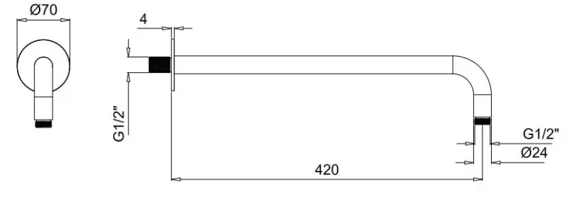SB Rubinetterie Universale стенен душови ръкавици кръгъл 42см цвят матово черно 1208946669
