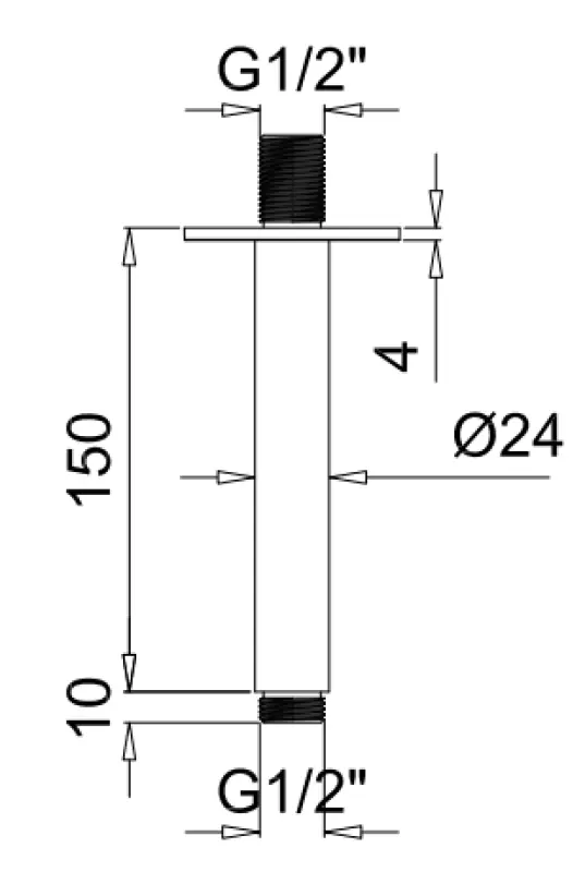 SB Rubinetterie Universale таванен душови рамо кръгло 15cm цвят мат черно 1208946681