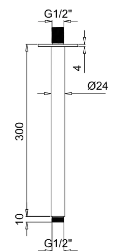 SB Rubinetterie Universale таванен душови прът кръгъл 30cm цвят матов черен 1208946684