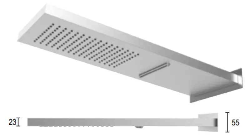 Квадратен душ SB със стенно свързване и водопадна душ функция, цвят матово черно 1208946757