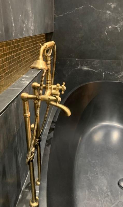 PB Самостоятелен смесител за вана с носталгични силни бутони Бронз 6000