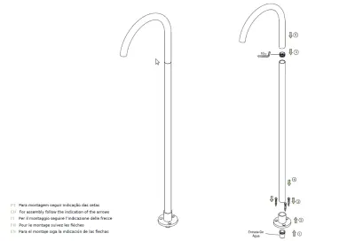 Waterevolution Flow стоящ изпускател за вана от неръждаема стомана T1673IE