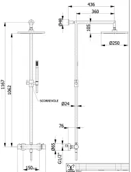 DEMM Душ комбинация с термостат и дъждовна душ глава, хром 1208946967