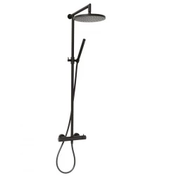 DEMM Душ комбинация с термостат и дъждовна душ глава, матово черно 1208946968