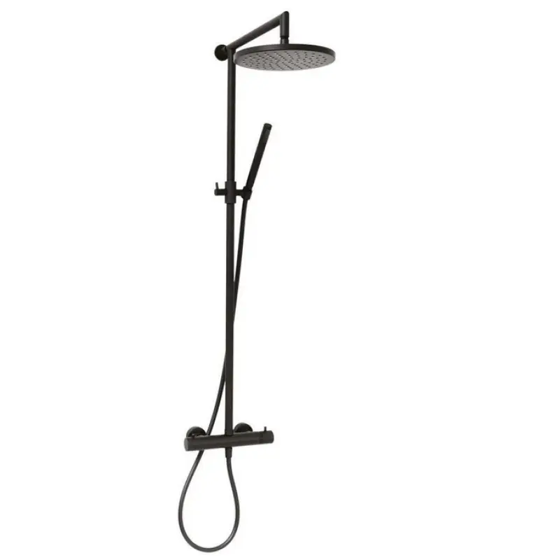 DEMM Душ комбинация с термостат и дъждовна душ глава, матово черно 1208946968