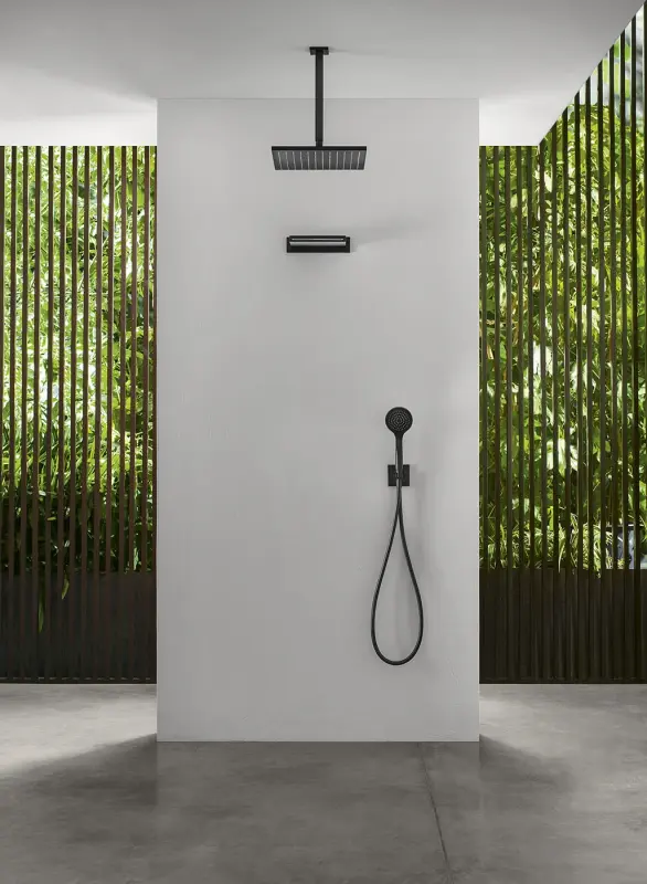 SB Rubinetterie Душова глава Eco Air спестяваща вода, квадратна, матово черна, 25x25 cm 1208947015