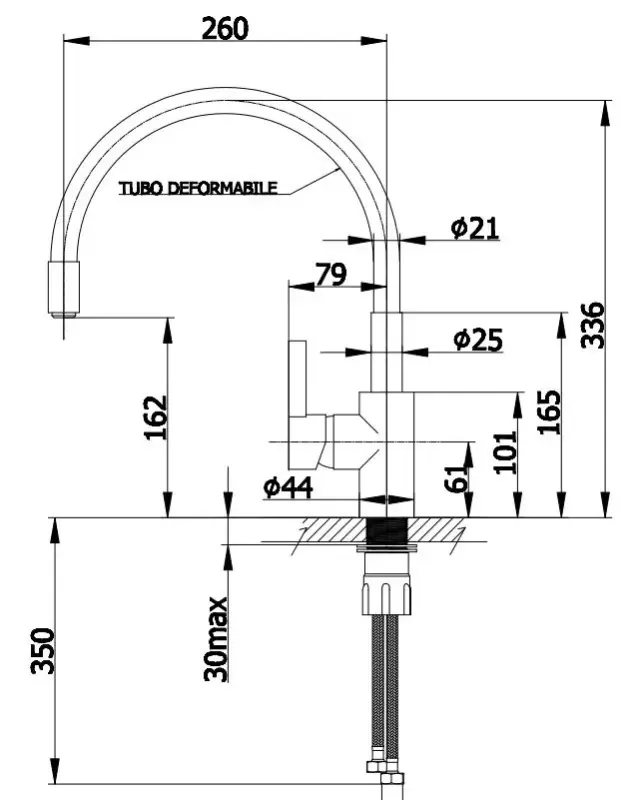 DEMM Кухненски смесител със завъртащ се чучур в хром/черно 1208947023