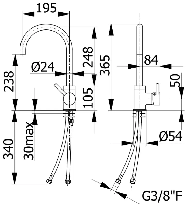 DEMM Кухненски смесител с една ръкохватка и въртящ се чучур, хром 1208947336