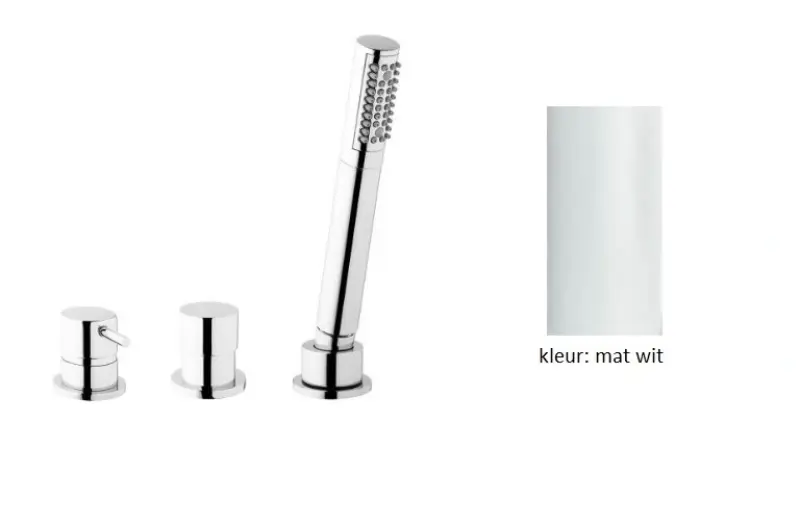 Водна революция Flow 3-дупков смесител за вана за монтаж на ръба на ваната, мат бял T138SBBR