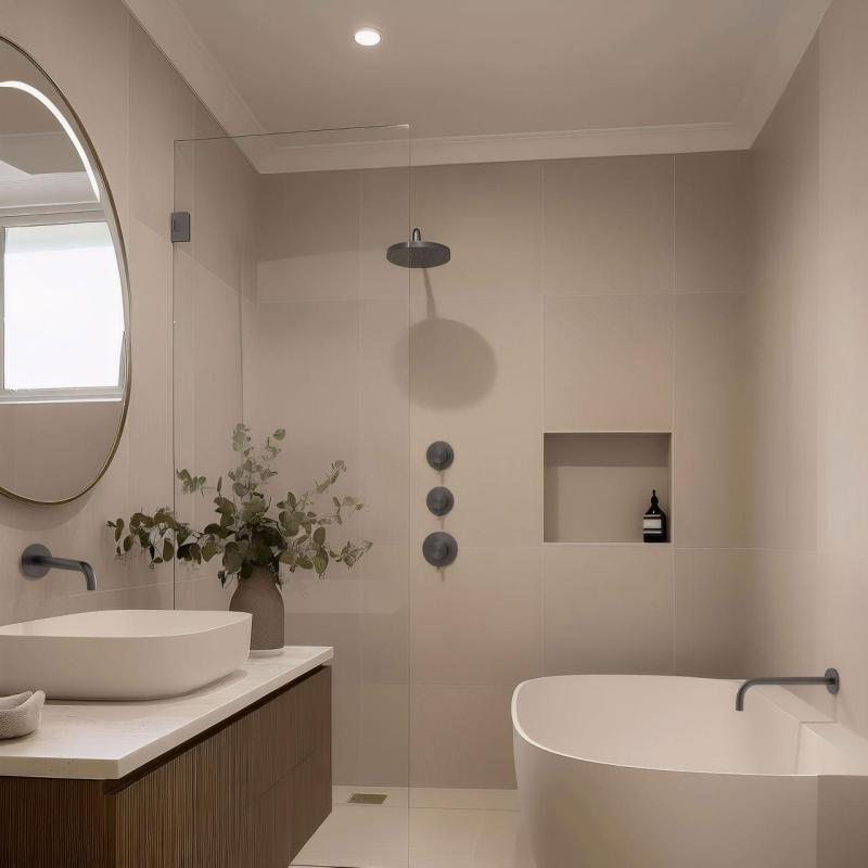 Вграден душ термостат от Waterrevolution Flow с 2 вентила в цвят пушка метал 1208948847