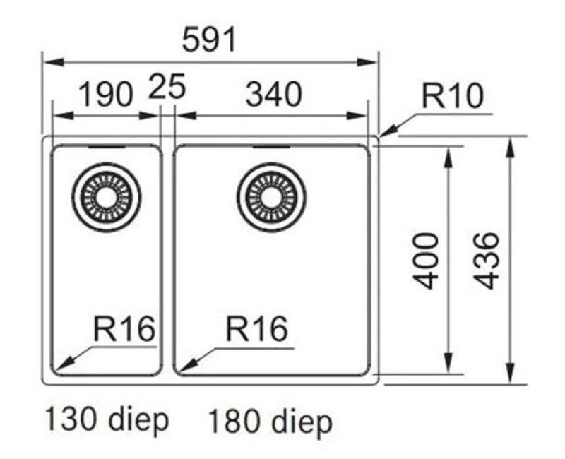Franke Maris MRX 260 BR 1,5 иноксова мивка, плосък монтаж, голямо корито вдясно 1270568040
