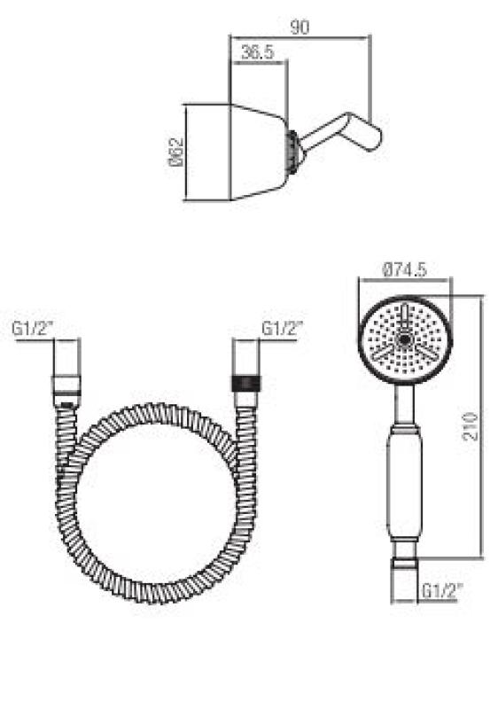 PB класически комплект за ръчен душ със закачалка от неръждаема стомана 1208952419